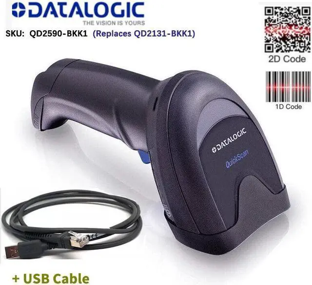 Main image of Datalogic QD2590-BKK1 Corded Handheld Barcode Scanner 2D Imager with USB Cable Replaces QD2131-BKK1