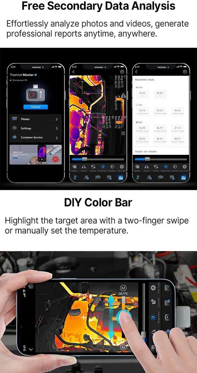 Alt view image 7 of 7 - P2 Android Thermal Imaging Camera for Phone,512×384,15x Zoom,±1.5 Accuracy