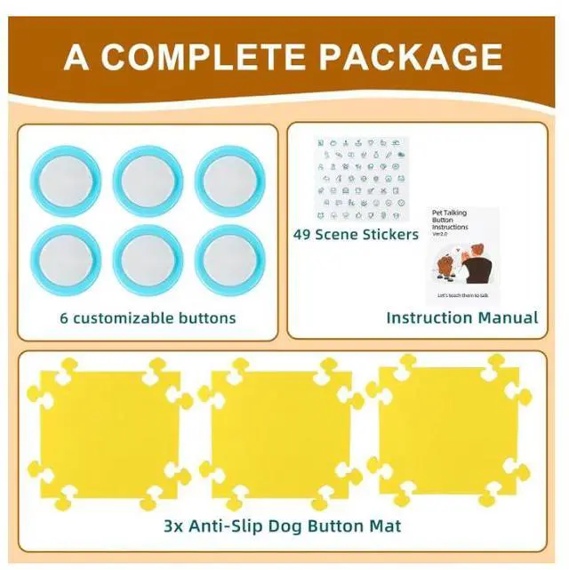Alt view image 2 of 7 - Rechargeable Dog Buttons for Communication with Mat, 24s Recordable Dog Buttons Talk for Pet and Cats Training, 6 Pack Voice Recording Talking Buttons for Dogs, Funny Gift for Study Office Home