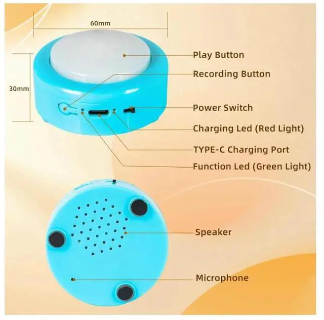 Alt view image 3 of 7 - Rechargeable Dog Buttons for Communication with Mat, 24s Recordable Dog Buttons Talk for Pet and Cats Training, 6 Pack Voice Recording Talking Buttons for Dogs, Funny Gift for Study Office Home