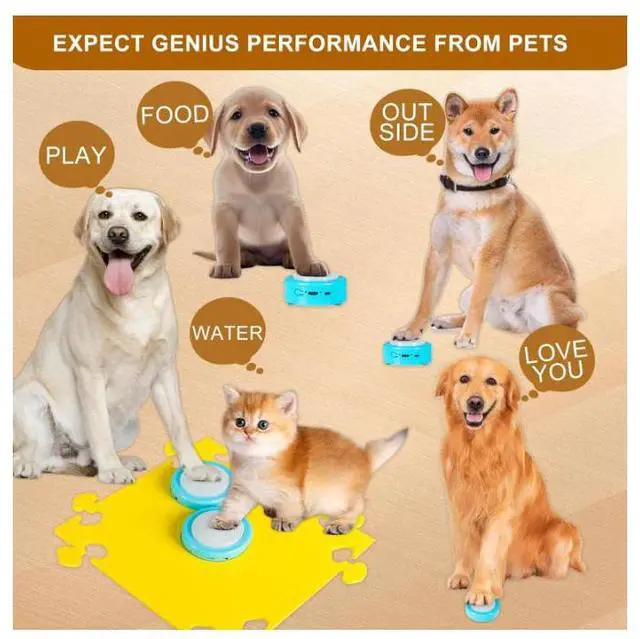 Alt view image 6 of 7 - Rechargeable Dog Buttons for Communication with Mat, 24s Recordable Dog Buttons Talk for Pet and Cats Training, 6 Pack Voice Recording Talking Buttons for Dogs, Funny Gift for Study Office Home