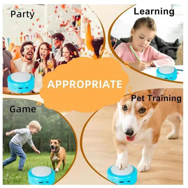 Alt view image 7 of 7 - Rechargeable Dog Buttons for Communication with Mat, 24s Recordable Dog Buttons Talk for Pet and Cats Training, 6 Pack Voice Recording Talking Buttons for Dogs, Funny Gift for Study Office Home