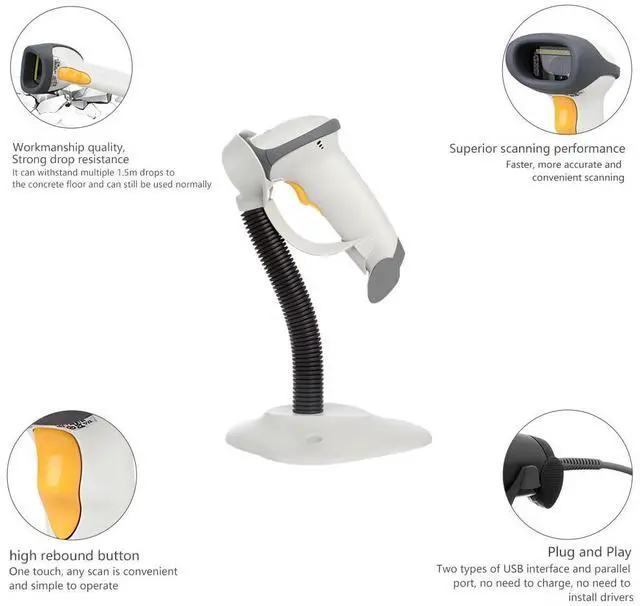 Alt view image 3 of 7 - LS2208 1D USB Handheld Barco de Reader w Stand & Cable LS2208-SR20001R-NA