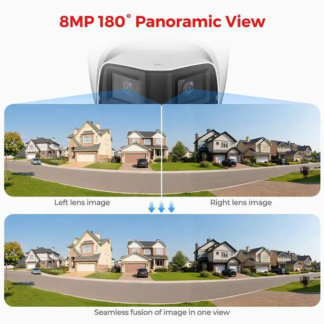 Alt view image 3 of 10 - Dahu,a TiOC 8MP 180° Panoramic Camera Dual Lens IPC-PDW3849-A180-AS-PV Black 2Way