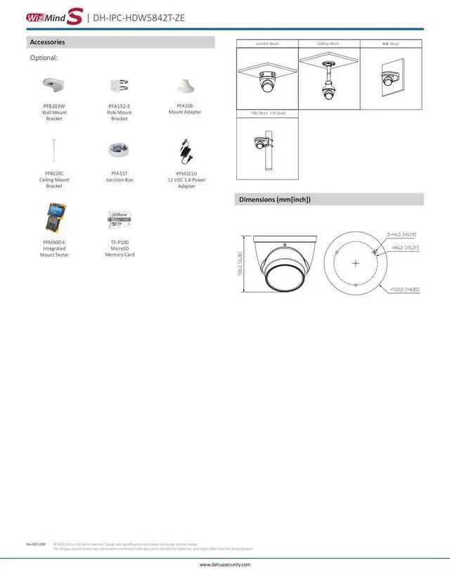 Alt view image 7 of 7 - Dah,ua IPC-HDW5842T-ZE-S3 8MP Starlight+ 4x Zoom WizMind S Camera PoE SMD3.0 Mic