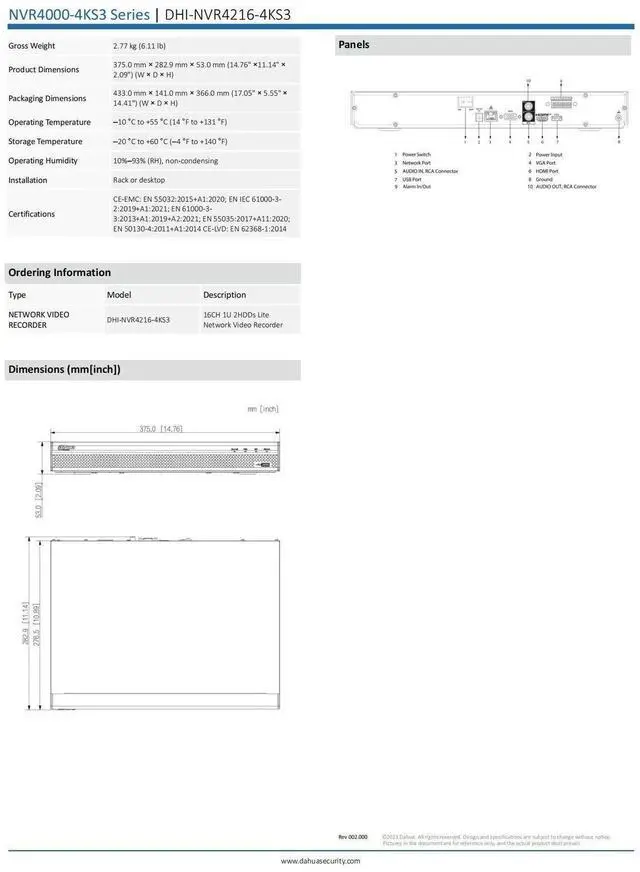 Alt view image 5 of 5 - Dah,ua NVR4216-4KS3 16CH H.265+ Smart NVR Network Video Recorder For IP Camera