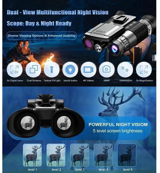 Alt view image 6 of 7 - Z9155 4K UHD Head Mounted Digital Tactical Telescope 58MP Infrared Night Vision