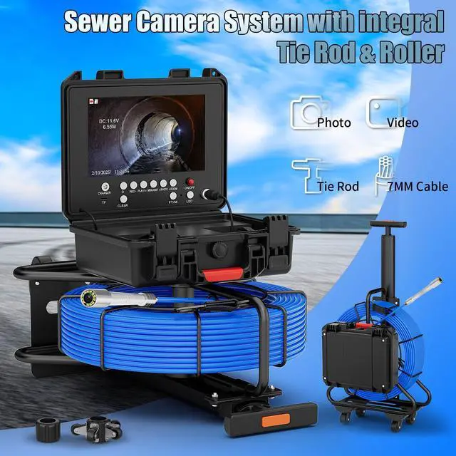 Alt view image 3 of 7 - 9" Monitor Pipe Inspection Camera with 512Hz PIPE Locator 7mm Diameter Endoscope