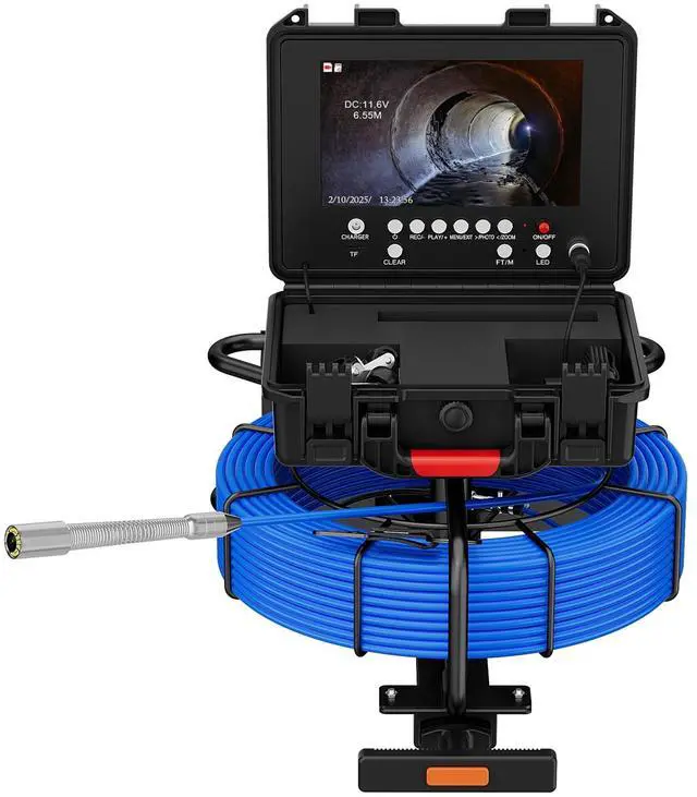 Alt view image 4 of 7 - 9" Pipe Inspection Camera with Trolley Pull Rod 7mm Diameter IP68 DVR 30M Cable