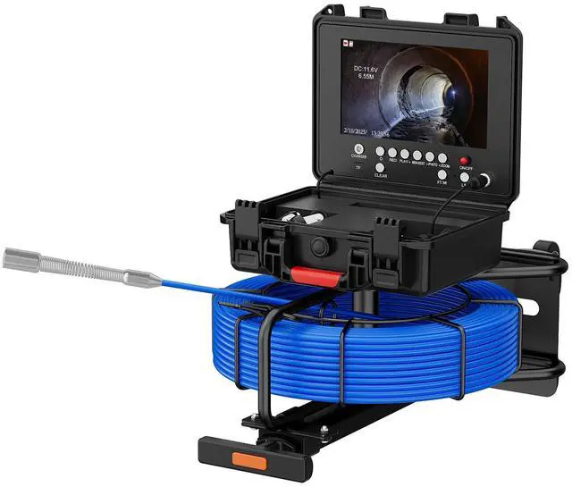 Alt view image 7 of 7 - Trolley Pull Rod Pipe Inspection Camera 512HZ Receiver 7mm IP68 Drain 9" DVR 30M