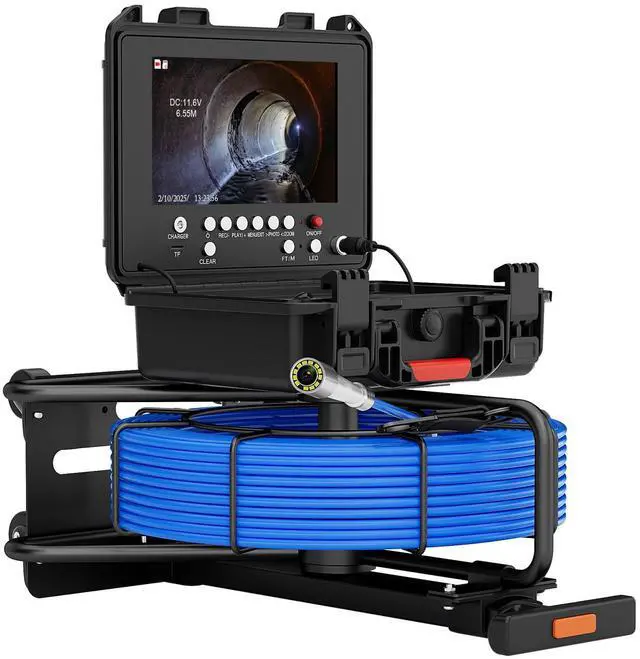 Alt view image 7 of 7 - Pipe Inspection Camera Trolley Pull Rod 512HZ Receiver 7mm IP68 Drain 9" DVR 30M