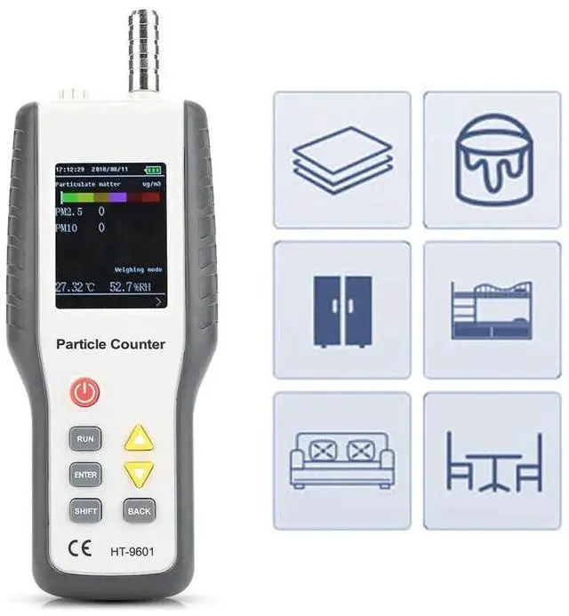 Alt view image 7 of 7 - Particle Dust Particle Counter Air Pollution Detector Particle Dust Meter New
