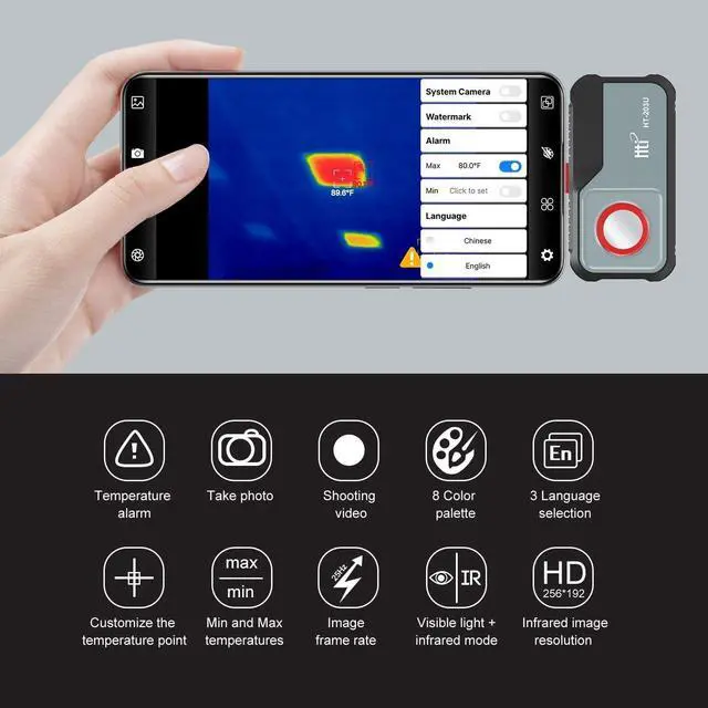 Alt view image 4 of 7 - HTi HT-203U Thermal Camera 256 x 192 IR Resolution Thermal Imager for Android