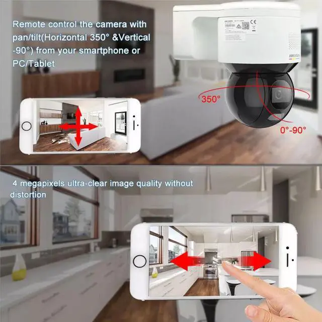 Alt view image 5 of 7 - Hi,kvi,sion DS-2DE3A404IWG-E 4 MP 4x Zoom IR 50m Mini PT Dome Network POE Camera