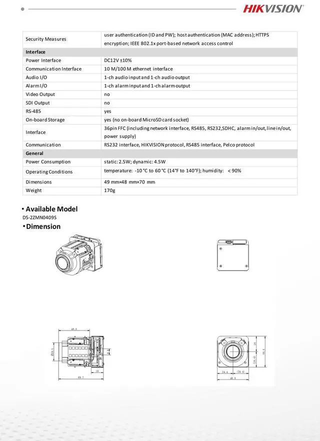 Alt view image 5 of 5 - Hi,kvi,sion 4MP 4×Zoom ICR Day/Night Network Zoom Camera Module DS-2ZMN0409S