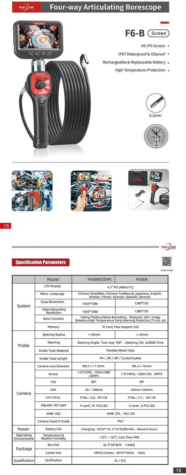 Alt view image 5 of 7 - Ralcam 4-Way 360° Articulating Borescope Industrial Endoscope Inspection Camera