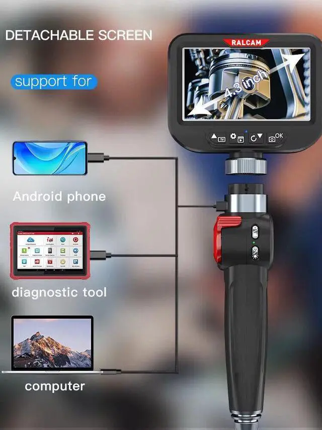 Alt view image 5 of 7 - 8.5mm 2MP Industrial Endoscope Camera IP67 Snake Camera Steerable Borescope 4.3"