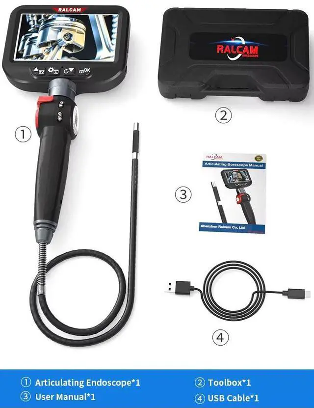 Alt view image 7 of 7 - H408B 4.3-Inch Screen HD Endoscope 8.5-mm Articulating Inspection Camera IP67