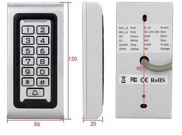 Alt view image 4 of 7 - 2pcs- Kit de sistema de control de acceso a puerta, teclado RFID IP68, impermeable para exteriores + cerradura magnética eléctrica electromagnética de 396.8 lbs/320 libras + fuente de alimentación