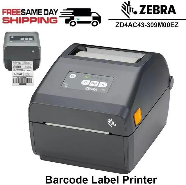 Alt view image 2 of 7 - Ze,br,a ZD421 Direct Thermal Desktop Printer 300DPI ZD4AC43-309M00EZ W/USB Cable
