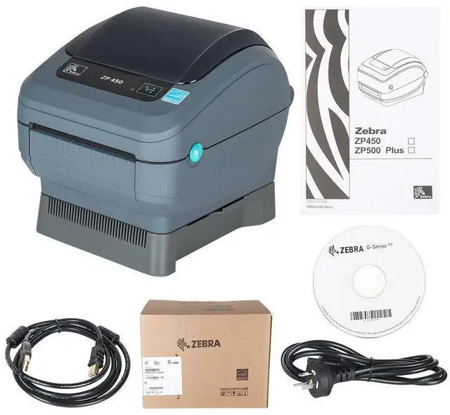 Alt view image 7 of 7 - Ze,br,a ZP450 Portable Direct Thermal Shipping Label Printer USB Serial Parallel