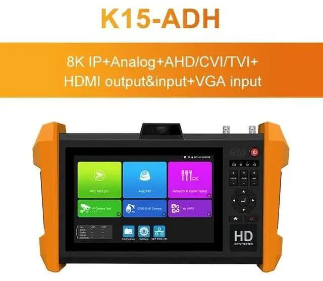 Main image of 7"  IPC Tester Support 8K H.265 IP 8MP TVI CVI AHD HD-SDI EX-SDI Analog test IPC-K15-ADH