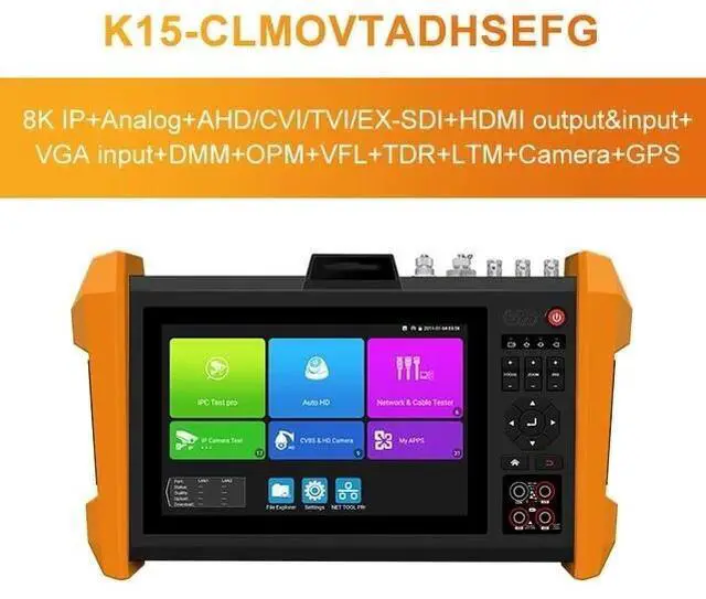 Main image of 8K 7" Tester SFP Optical Module AHD CVI TVI SDI IPC Camera Tester Monitor IPC-K15-CLMOVTADHSEFG