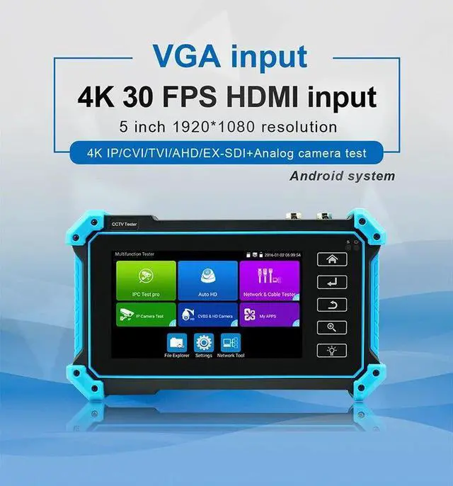 Alt view image 2 of 7 - 5.4" IPC-5200C/IPC-5100  Tester IP 4K For POE IPC AHD CVI TVI SDI Cable Test