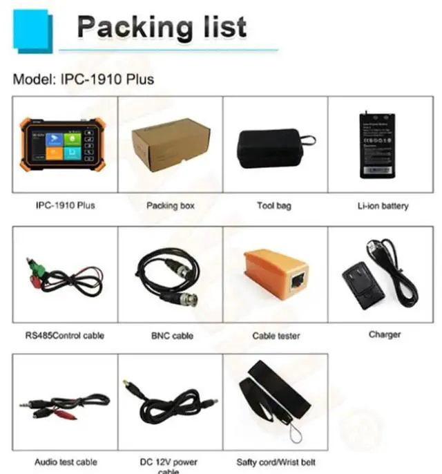 Alt view image 7 of 7 - 4 inch Tester 8K H.265 Main Stream Test AHD CVI TVI Tester Monitor IPC-1900C Plus