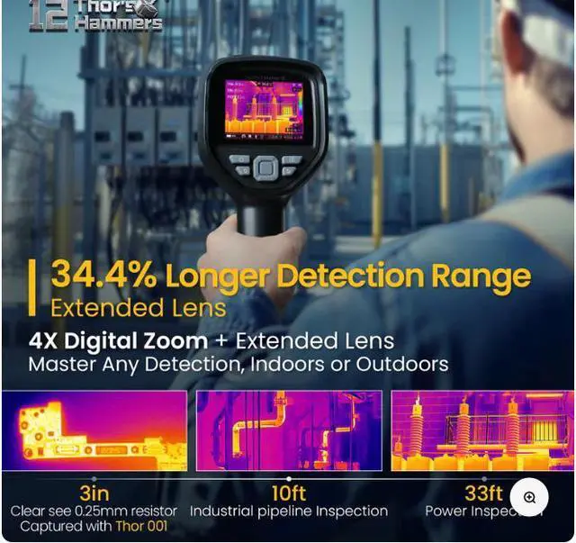 Alt view image 5 of 7 - Thermal Master Thor 001: Professional Handheld Thermal Imager w/ 3.5" HD IPS, High Accuracy (±1.5°C), 1022°F Capability