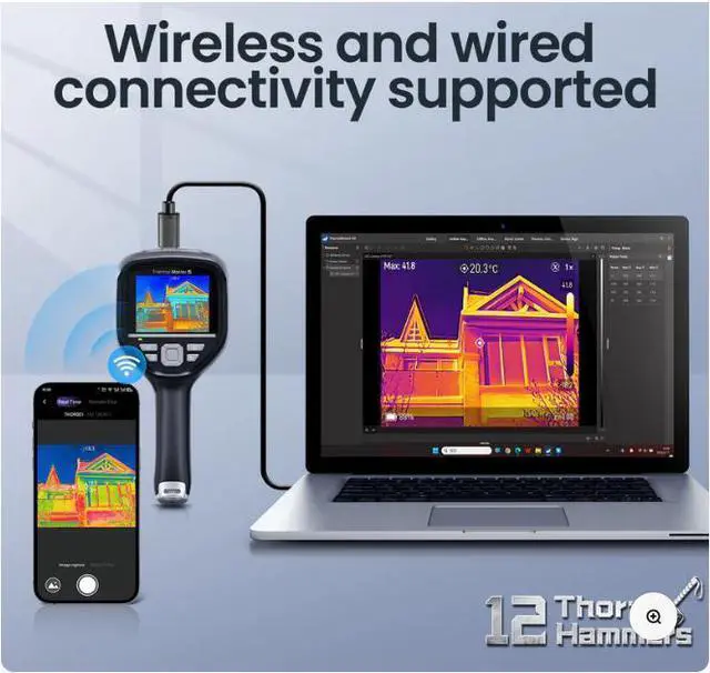 Alt view image 6 of 7 - Thermal Master Thor 001 Handheld IR Camera: 3.5" 640x480 IPS, X³ Super Resolution, ±1.5°C Acc., 1022°F Max Temp
