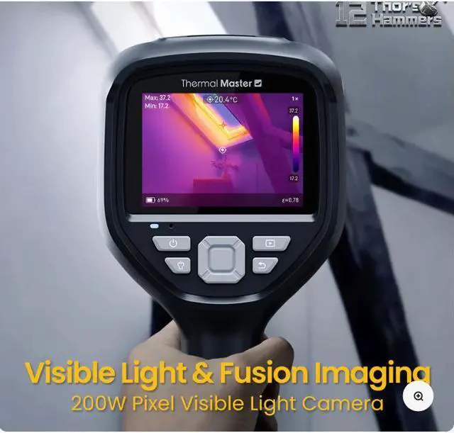 Alt view image 7 of 7 - Thermal Master Thor 001 Handheld IR Camera: 3.5" 640x480 IPS, X³ Super Resolution, ±1.5°C Acc., 1022°F Max Temp