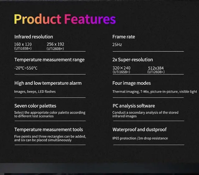 Alt view image 6 of 7 - UNI-T UTi165B+ Infrared Thermal Imager IR Camera T-Mix 320*240 PC APP WIFI MP4