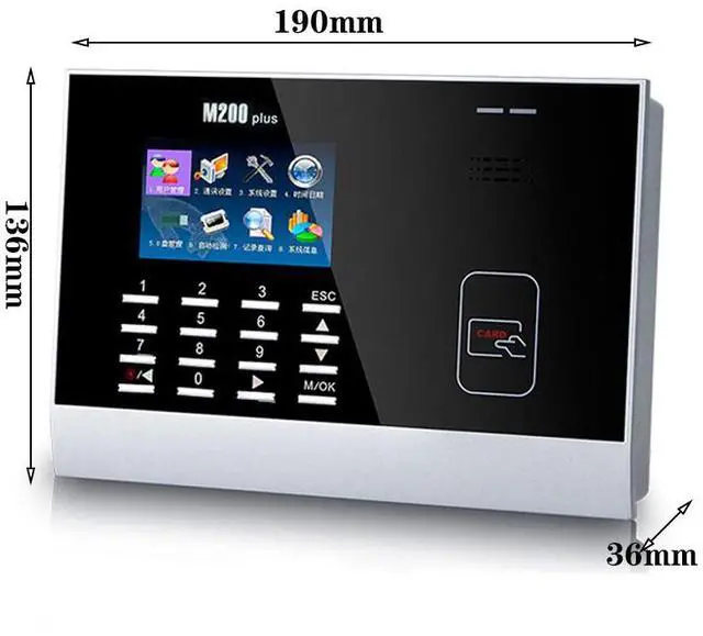 Alt view image 3 of 10 - ZKTeco M200Plus ID/IC/ADMS 2.8 inch Screen Time Attendance TCP/IP Time Clock