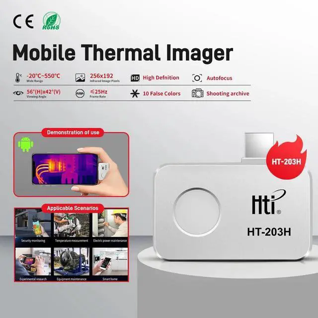 Alt view image 4 of 7 - HTI HT-203H Thermal Camera Android Type-C Mobile Thermal Imaging for PCB Detect