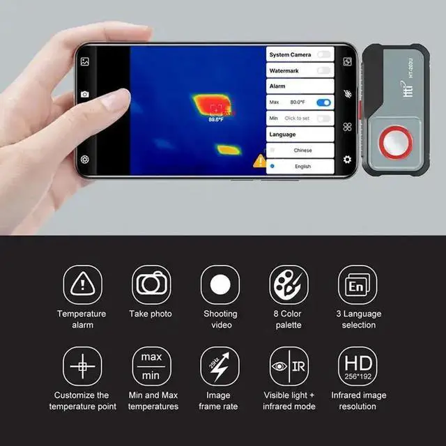 Alt view image 3 of 14 - HTi HT-203U Thermal Camera 256 x 192 IR Resolution Thermal Imager for Android