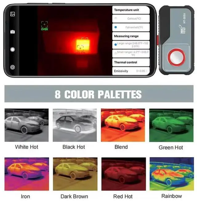 Alt view image 4 of 14 - HTi HT-203U Thermal Camera 256 x 192 IR Resolution Thermal Imager for Android