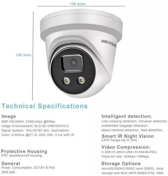 Alt view image 4 of 7 - HI,K IP Cameras DS-2CD2386G2-ISU/SL 4mm White 4K 8MP PoE Camera +2-Way Audio