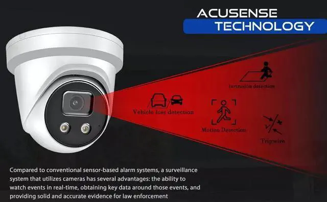 Alt view image 4 of 7 - Hi,kvision DS-2CD2386G2-ISU/SL 4MM 8MP AcuSense Turret IP Camera Mic Audio Waterproof