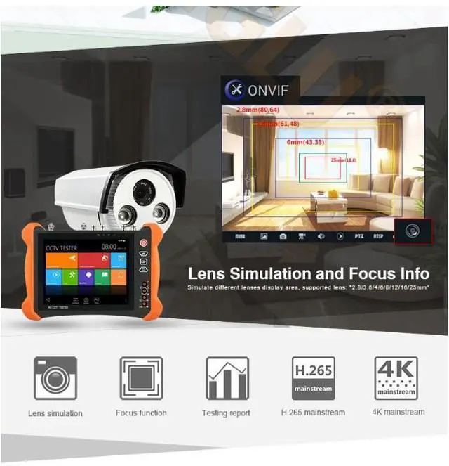 Alt view image 5 of 7 - X9-ADH X9-ADHS X9-MOVTADHS 8inch 2K IP Camera Tester POE CCTV Tester Monitor