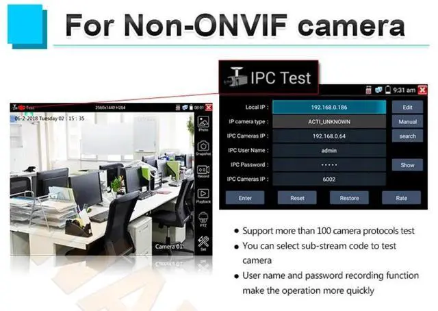 Alt view image 6 of 7 - X9-ADH X9-ADHS 8" 4K WIFI POE IP Camera CCTV Tester AHD CVI TVI CVBS Multimeter X9-ADHS