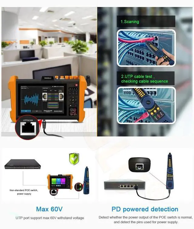 Alt view image 6 of 7 - 7 Inch CCTV IPC K15 Tester Support 8K H.265 TVI CVI AHD Support VGA input HDMI