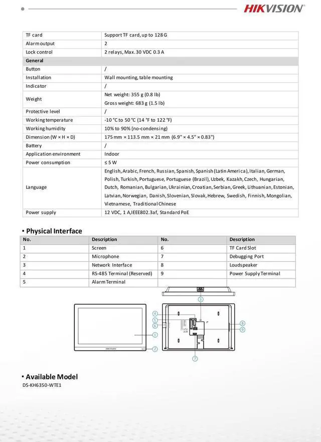 Alt view image 6 of 7 - Hi,kvis,ion DS-KH6350-WTE1 7'' TFT Touchscreen KH6 Series IP Based Indoor Station