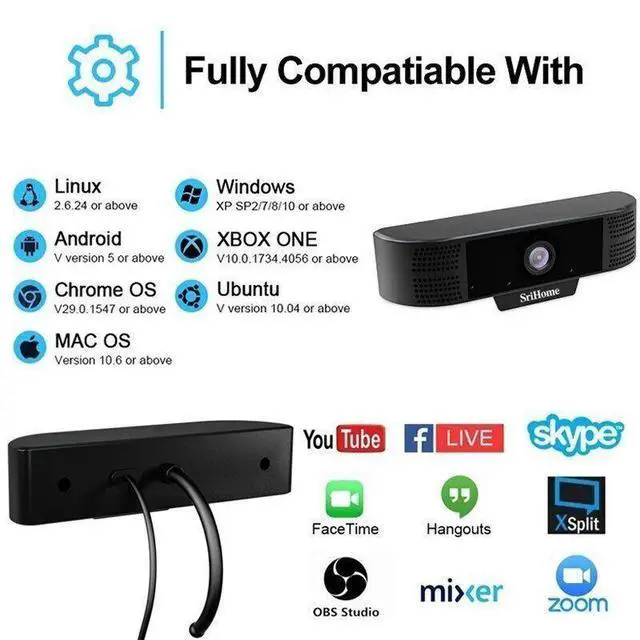 Alt view image 3 of 7 - Sricam SH037 USB Webcam 1080P Full HD Web Camera With Microphone For PC Laptop