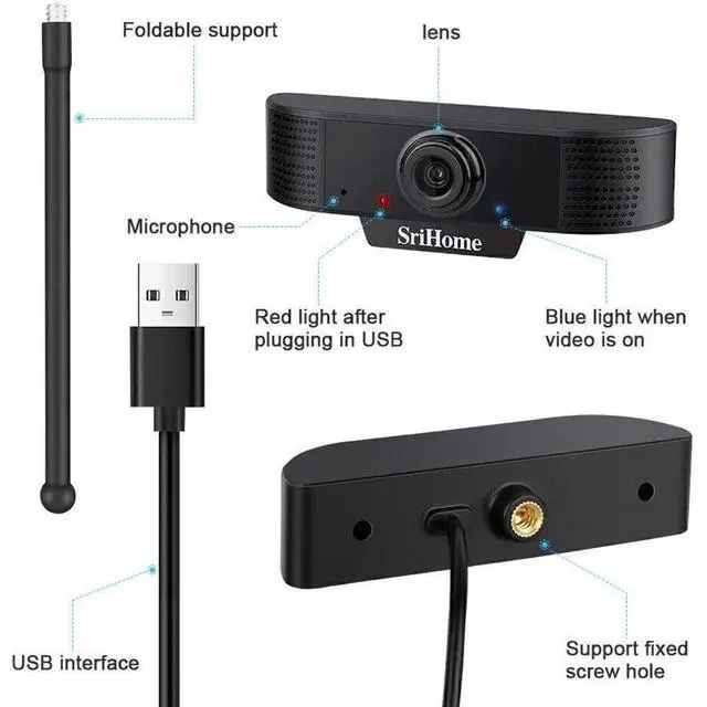 Alt view image 2 of 6 - 1080P Webcam HD USB PC Desktop Laptop Web Camera Microphone Video Record FHD-