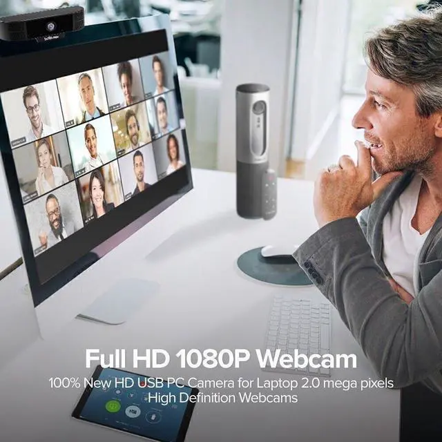 Alt view image 3 of 6 - 1080P Webcam HD USB PC Desktop Laptop Web Camera Microphone Video Record FHD-