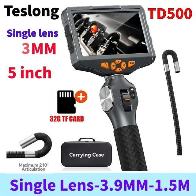 Main image of TESLONG TD500 5'' LCD Endoscope Borescope 3mm Lens/1.55M Tube Inspection Camera
