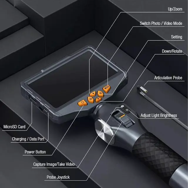 Alt view image 7 of 7 - 3MM Lens TESLONG TD500 WIFI 1080P Articulating Borescope Endoscope Camera IP67