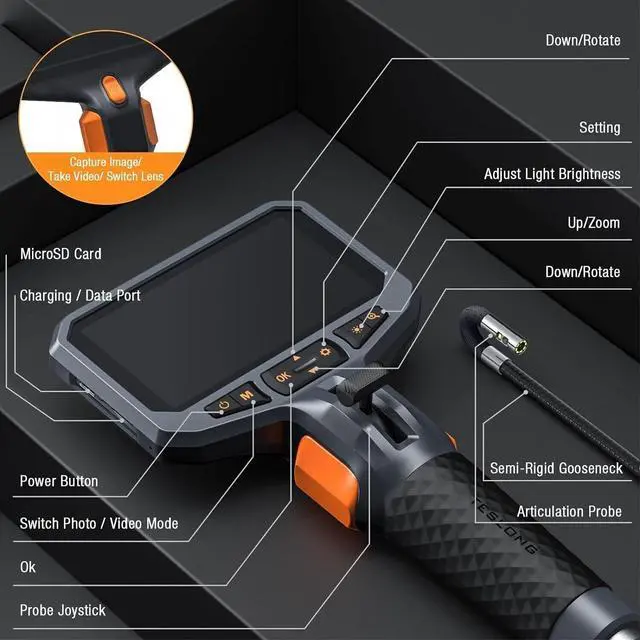 Alt view image 7 of 7 - Teslong TD500 Automotive Inspection Camera 6.5MM Borescope Endoscope 1.55m WiFi