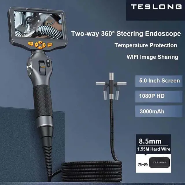 Alt view image 2 of 7 - TESLONG Borescope Two-Way Articulating Industrial Endoscope Camera with Lights